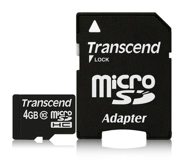 Transcend microSDHC 4GB Class 10 + Adapter