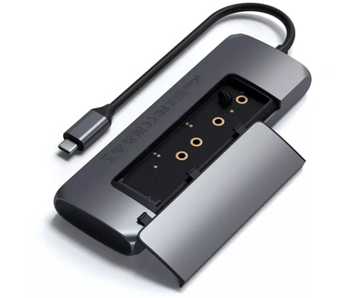 Satechi USB-C Hybrid Multiport Adapter met SSD aansluiting space gray