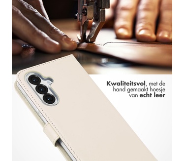 Selencia Echt Lederen Bookcase Samsung Galaxy A36 - Greige