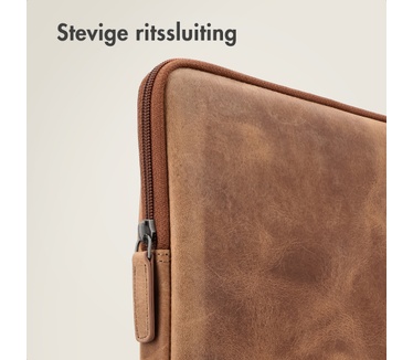 Accezz Leather Laptop hoes met rits 15-16 inch - Laptopsleeve - Cognac