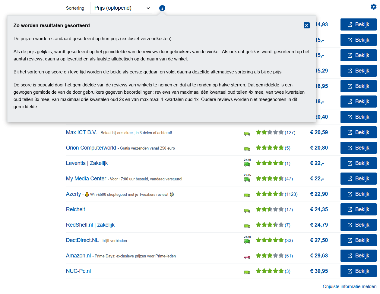 Verzendkosten niet meer in pricewatch? - Mooie features - GoT