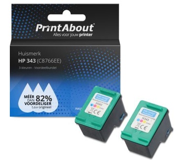 PrintAbout Huismerk HP 343 (CB332EE) Inktcartridge 3-kleuren Voordeelbundel