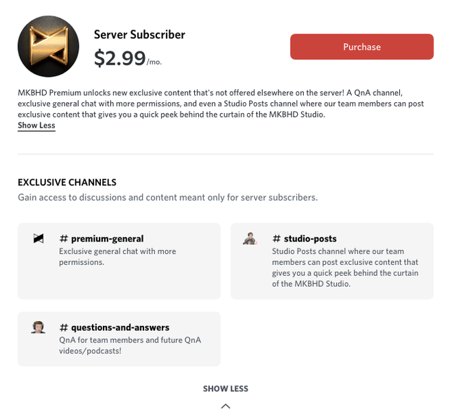Discord server subscription