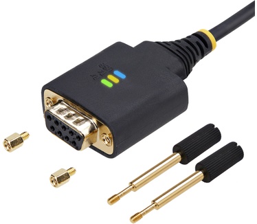 Startech.com 2m USB naar Null Modem Adapter/Converter Kabel, COM Retention, FTDI, USB-A naar DB9 RS232, Verwisselbare DB9 Schroeven/Moeren, ESD Besherming, Windows/macOS/Linux Zwart
