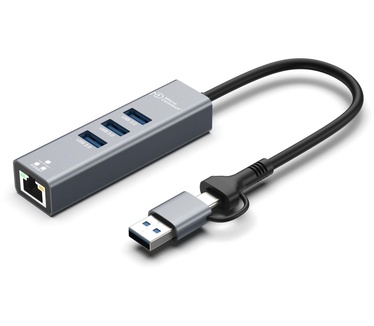 Microconnect USBHUB-RJ45-2IN1