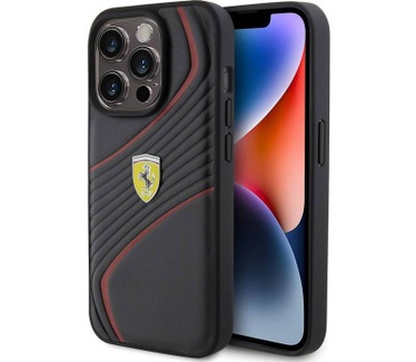 Ferrari Twist Metal Logo Back Case iPhone 15 Pro Max (6.7") Zwart Zwart