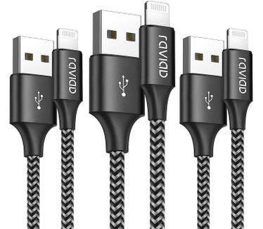 Raviad iPhone oplaadkabel, [3Pack 2M] Zwart