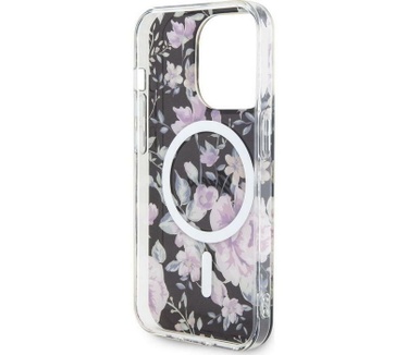Guess Flower MagSafe Back Case - iPhone 14 Pro Max (6.7") - Zwart Zwart