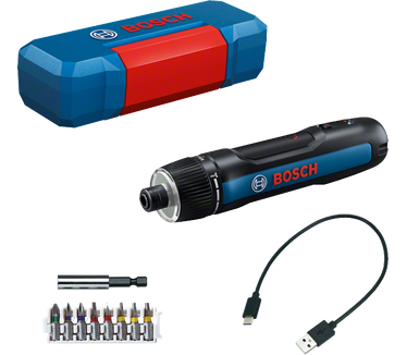 Bosch GO Professional Accuschroeverdraaier, met 8-delige bitset, en usb-kabel in koffer