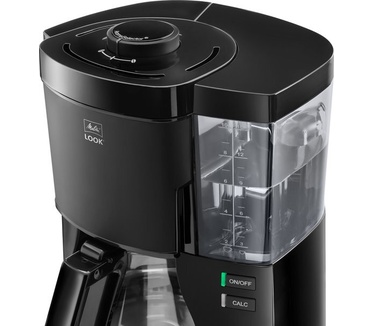 Melitta Look - Filterkoffiezetapparaat met glazen kan en afneembaar waterreservoir, ontkalkingsprogramma, voor maximaal 10 kopjes koffie, zwart