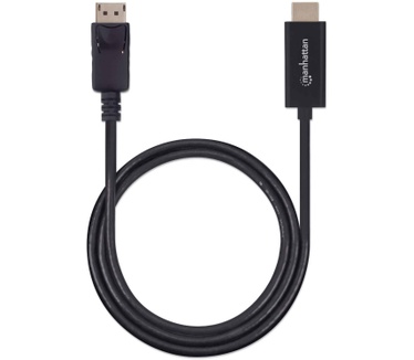 Manhattan DisplayPort to HDMI Cable, 4K, 1.8m, Male to Male, 4K@60Hz (3840 x 2160 at 60Hz), Black