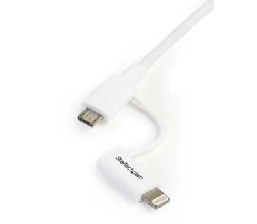 Startech.com Apple Lightning- of Micro USB-naar-USB-kabel 1 m, wit Wit