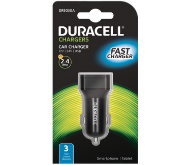 Duracell Single USB 2.4A In-Car Charger