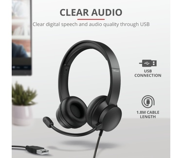 Trust HS-200 On-Ear USB Headset - BUSINESS MODEL