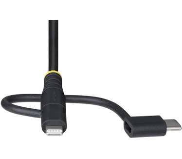Startech.com 1m Robuuste USB Multi Oplaadkabel, USB naar Lightning/Micro-USB/Type-C, Apple MFi Gecertificeerd, Aramide Mantel, Universele 3-in-1 USB Laadkabel voor iPhone/iPad/Android