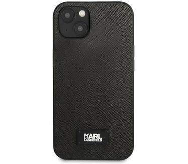 Karl Lagerfeld Saffiano Plaque Back Case Apple iPhone 13 - Zwart Zwart