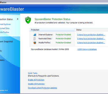 SpywareBlaster 4.2 screenshot (481 pix)