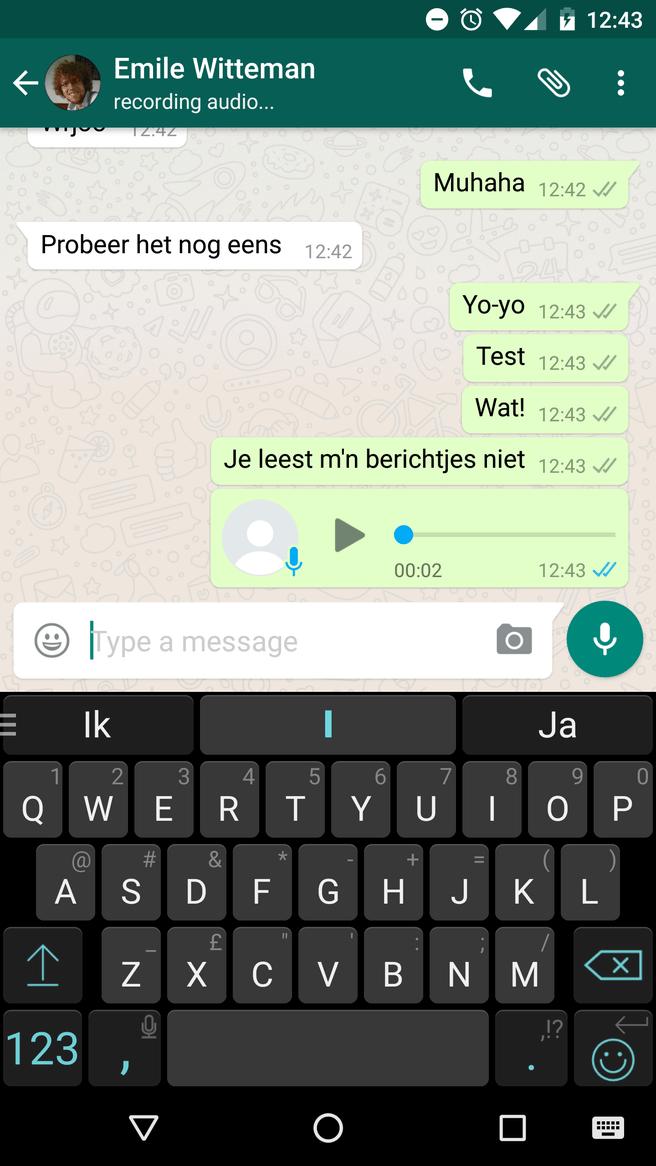 Whatsapp leesbevestiging geluidsopname