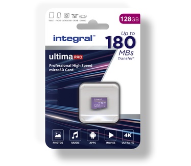 Integral 128GB PROFESSIONAL HIGH SPEED 180MB/S MICROSDXC V30 UHS-I U3