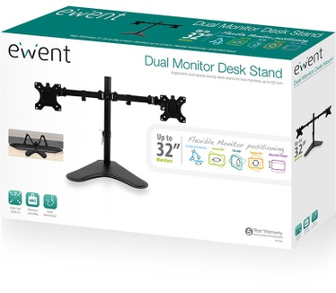 Ewent EW1536 Bureausteun voet voor 2 monitoren tot en met 32 inch met VESA