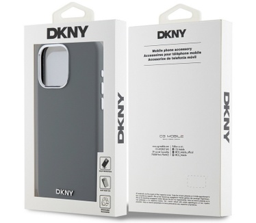 DKNY Silicone Metal Logo Back Case iPhone 15 Pro Max (6.7") Grijs