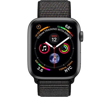 Apple Watch Series 4 (Geweven sportbandje, 44mm) Grijs (Zwart)