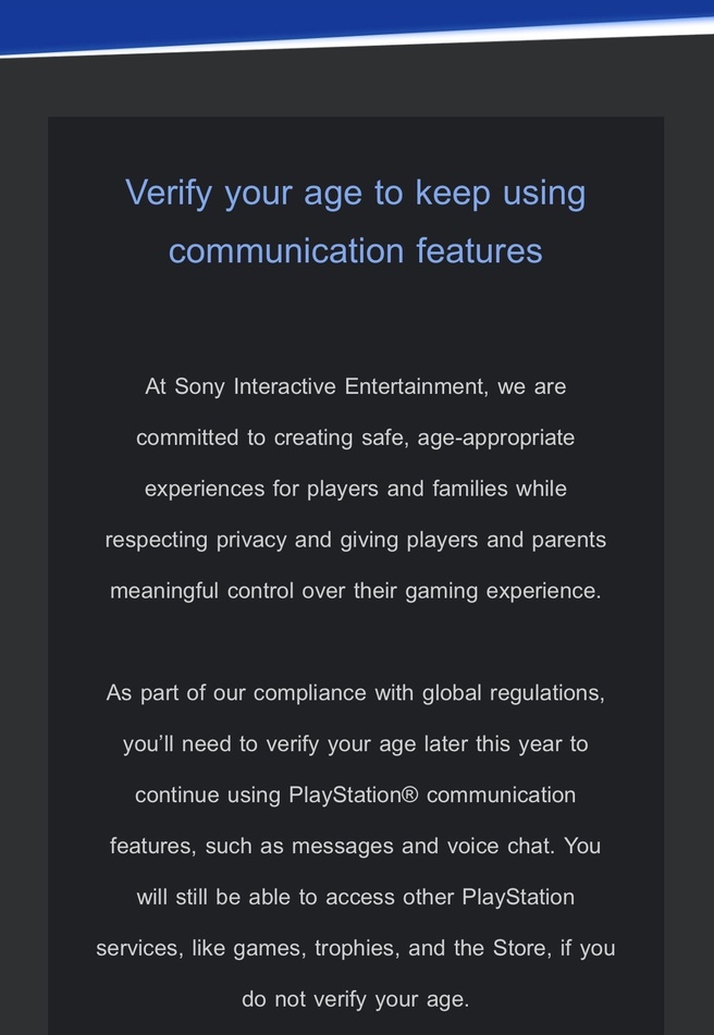 PlayStation leeftijdsverificatie