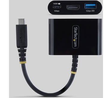 Startech.com USB-C naar HDMI Multiport Adapter met 140W PD Charging, 4K 60Hz HDMI, USB 5Gbps Hub, Mini Dock voor MacBook / Dell / ThinkPad / HP / iPad / Tablets