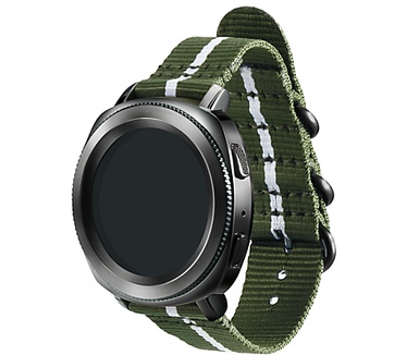 Samsung Gear Sport Premium Nato Armband Groen/Wit