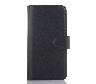 Alcatel One Touch PIXI 3 (4.5) Lychee Skin Leather Wallet Hoesje Zwart