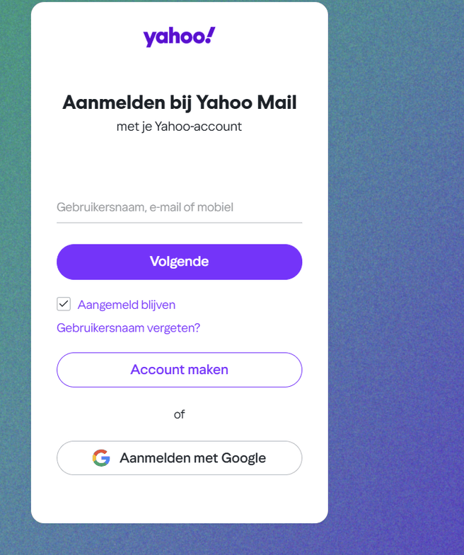 Yahoo mail inlog (beeld: Yahoo!)