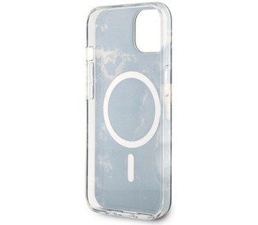 Guess Golden Marble MagSafe Back Case iPhone 14 Plus (6.7") Zwart Zwart