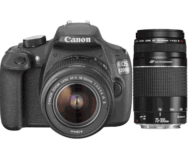 Canon EOS 1200D + EF-S 18-55mm f/3.5-5.6 DC III + EF 75-300mm f/4.0-5.6 DC III USM Zwart