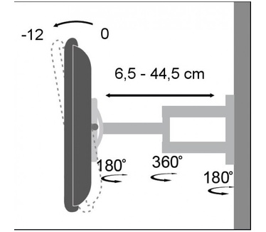 Techly 19-37" Wall Bracket for LED LCD TV Tilt 3 Joints Black" ICA-LCD 2903
