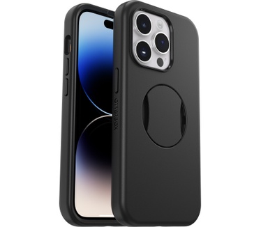 Otterbox OtterBox OtterGrip Symmetry hoes voor iPhone 14 Pro voor MagSafe, valbestendig, beschermhoes met ingebouwde grip, 3x getest volgens militaire standaard, antimicrobiële bescherming, Zwart
