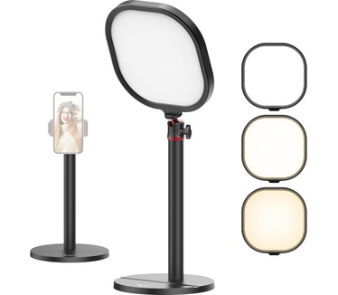 Vijim K7 Desktop LED-videolamp met in hoogte verstelbaar statief - Tafelstandaard voor videobellen en streamen