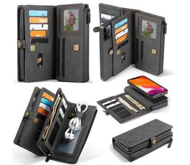 Caseme Apple iPhone 12/12 Pro Luxe Multi Portemonnee Hoesje Zwart