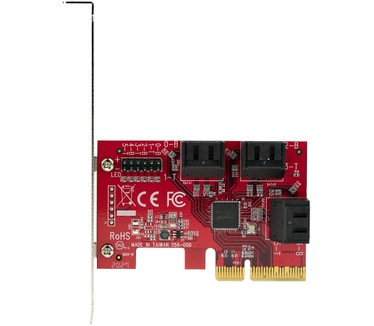 Startech.com SATA PCIe Kaart, 6 Port PCIe SATA Uitbreidingskaart, 6Gbps, Low Profile Bracket, Stacked SATA Connectors, ASM1166 Non-Raid, PCI Express naar SATA Converter