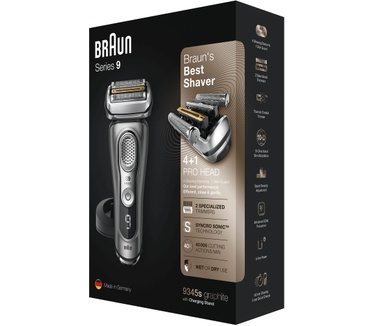 Braun Series 9 9345s Nieuwste Generatie Elektrisch Scheerapparaat, Oplaadstandaard, Etui, Grafiet