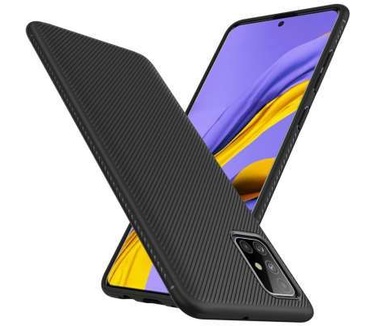 qMust Samsung Galaxy A51 Texture TPU Case - Zwart