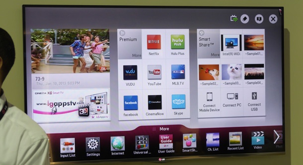 LG Smart TV 2013 home screen
