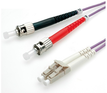 Value Fibre Optic Jumper Cable, 50/125µm, LC/ST, OM4, purple 1.0 m