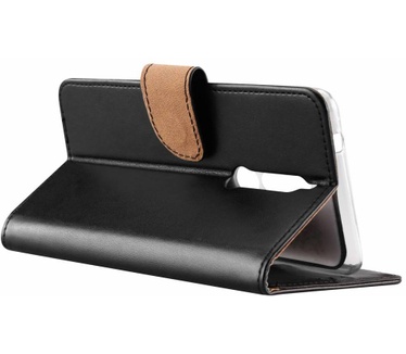 Luxe Lederen Bookcase hoesje voor de Nokia 5.1 - Zwart (Nokia 5.1) Zwart