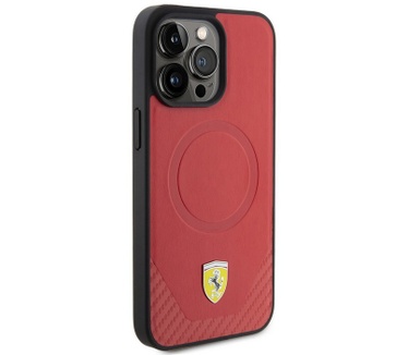 Ferrari Carbon Bottom Back Case - iPhone 15 Pro (6.1") - Rood Rood