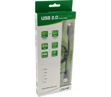 InLine USB C/USB A, 1.5 m Zwart