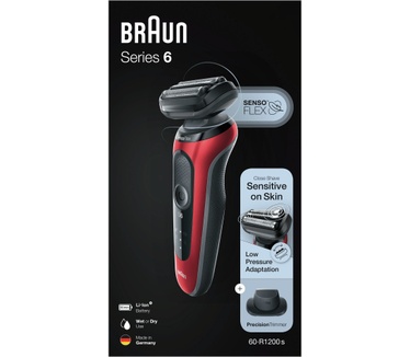 Braun Series 6 60-R1200s Elektrisch Scheerapparaat Met Precisietrimmer, Rood