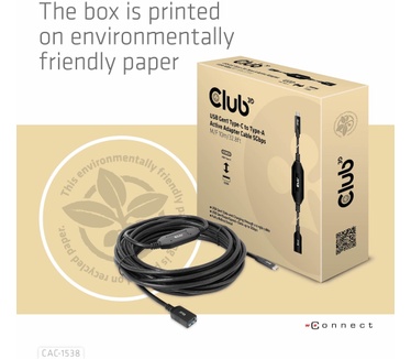 Club 3D USB Gen1 Type-C to Type-A Active Adapter Cable 5Gbps M/F 10m/32.8ft