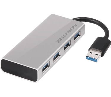 Club 3D CSV-1431 USB 3.0 Hub 4-Port mit Netzteil silber