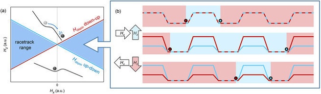 Racetrack memory based on in-plane-field controlled domain-wall pinning
