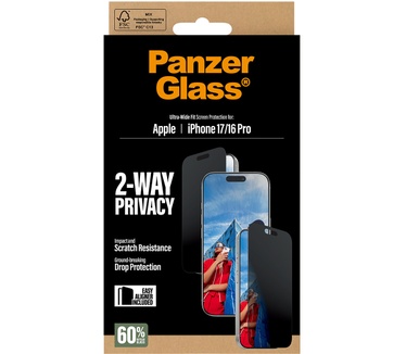 PanzerGlass PanzerGlass® 2-Way Privacy Screen Protector iPhone 17 | iPhone 16 Pro | Ultra-Wide Fit w. EasyAligner